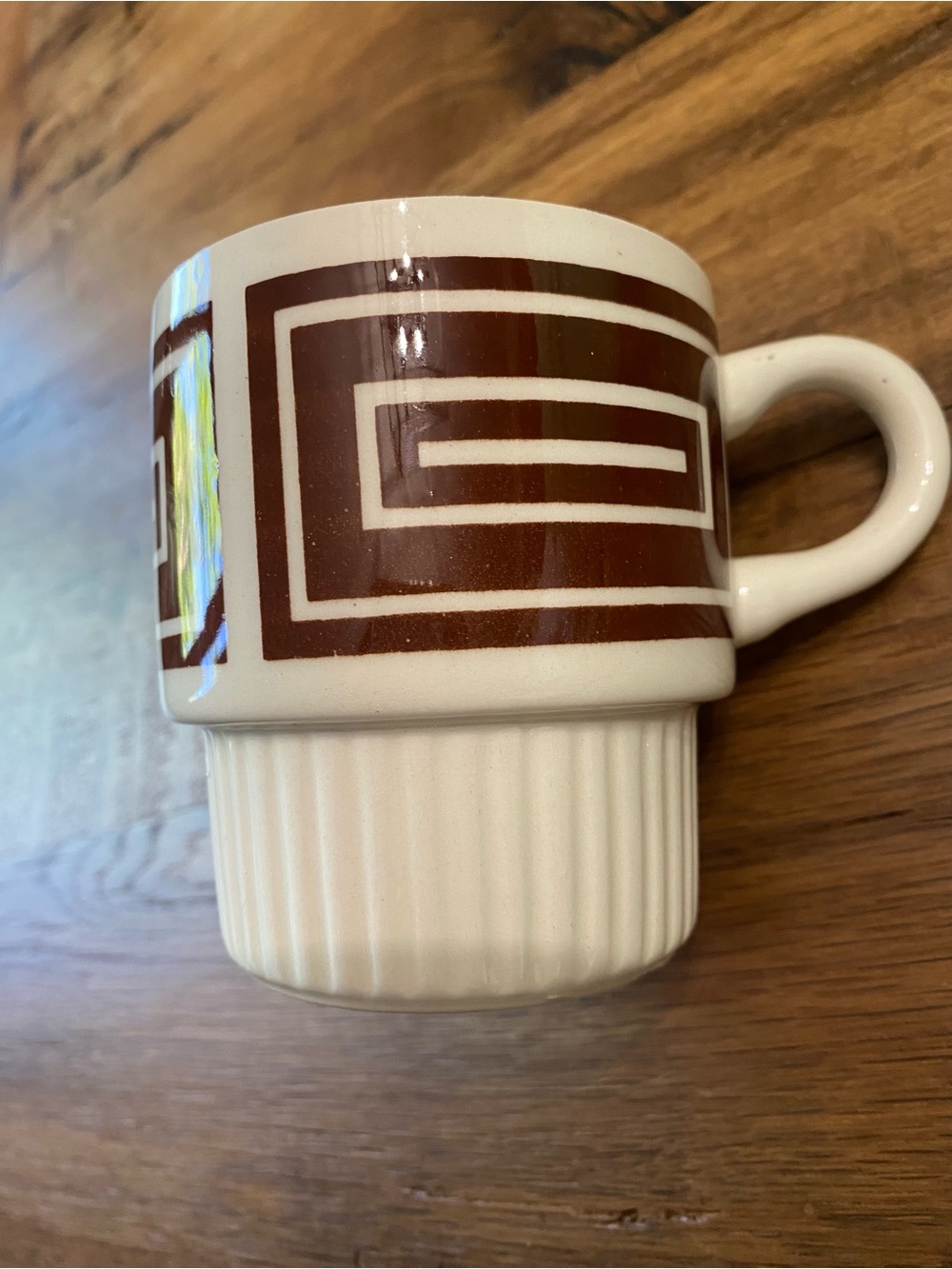 Vintage McCoy USA Brown And White Stackable Coffee Mugs Mid Century Modern - Picture 2 of 7
